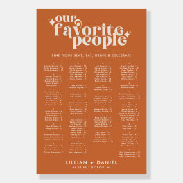 Alphabetical Modern Retro Wedding Seating Chart Foam Board