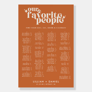 Alphabetical Modern Retro Wedding Seating Chart Foam Board