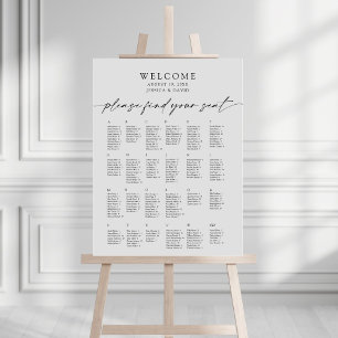 Alphabetical Modern Wedding Seating Chart Foam Boa Board