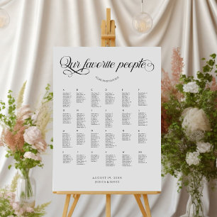 Alphabetical Modern Wedding Seating Chart Foam Board