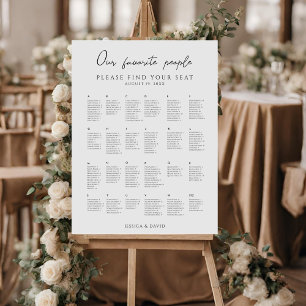 Alphabetical Modern Wedding Seating Chart Foam Board