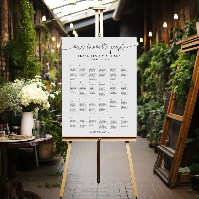 Alphabetical Modern Wedding Seating Chart Foam Board (Creator Uploaded)