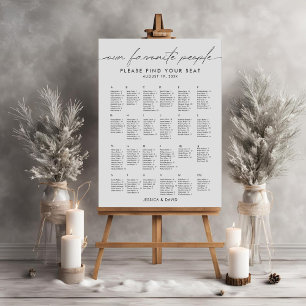 Alphabetical Modern Wedding Seating Chart Foam Board