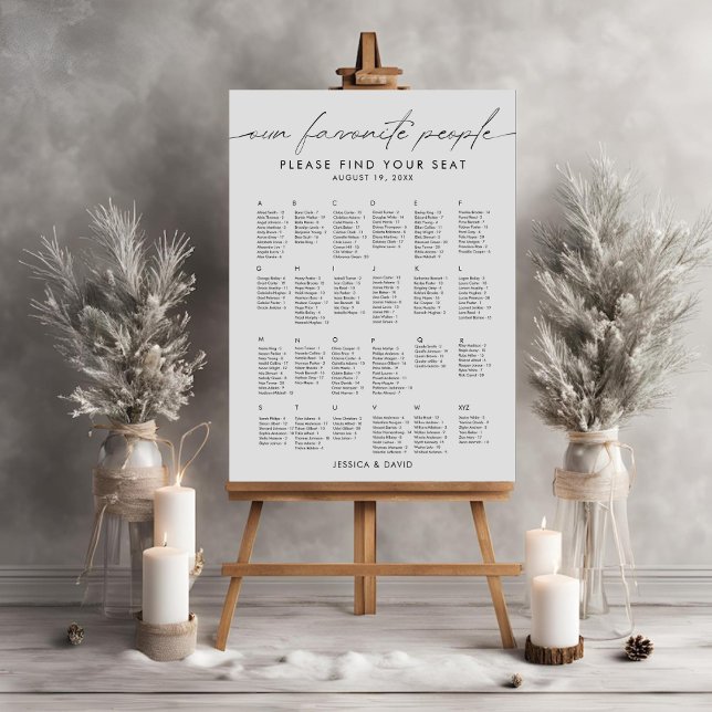 Alphabetical Modern Wedding Seating Chart Foam Board (Creator Uploaded)