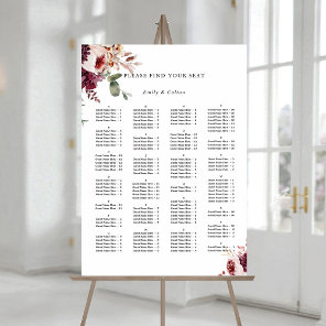Alphabetical Order Autumn Wedding Seating Chart Foam Board
