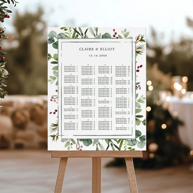 ALPHABETICAL ORDER Botanical Holiday Seating Chart Foam Board (Creator Uploaded)