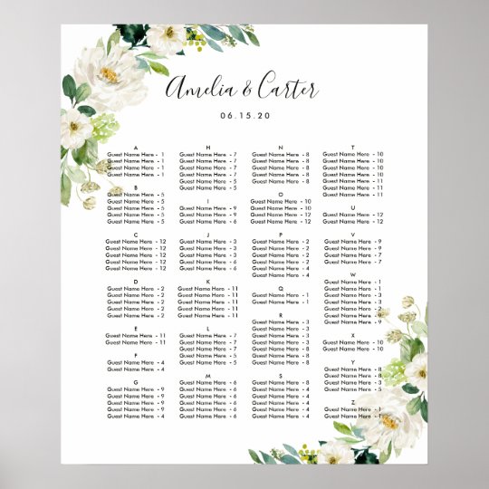 Wedding Seating Chart In Alphabetical Order