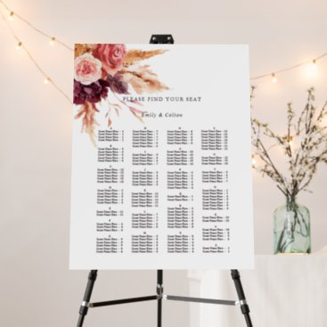 Alphabetical Order Floral Wedding Seating Chart Foam Board