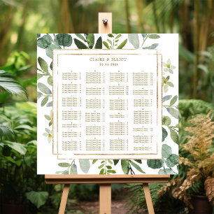 ALPHABETICAL ORDER Gold Greenery Seating Chart Foam Board