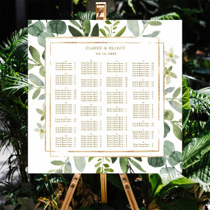 ALPHABETICAL ORDER Gold Greenery Wedding Seating Poster