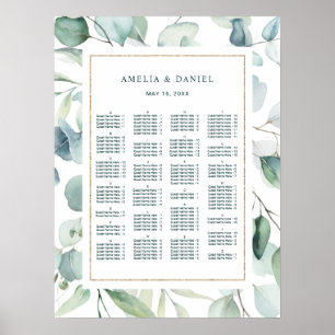ALPHABETICAL Order Greenery Wedding Seating Chart