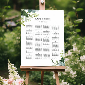 ALPHABETICAL ORDER Greenery Wedding Seating Chart