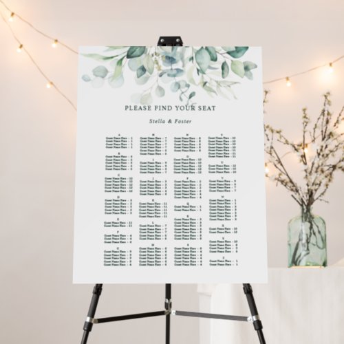 ALPHABETICAL Order Greenery Wedding Seating Chart Foam Board