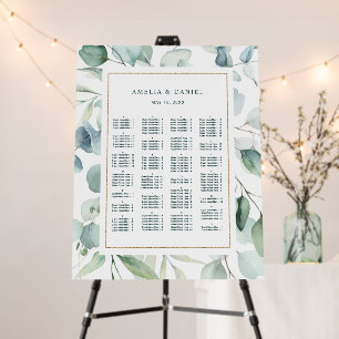 ALPHABETICAL Order Greenery Wedding Seating Chart Foam Board