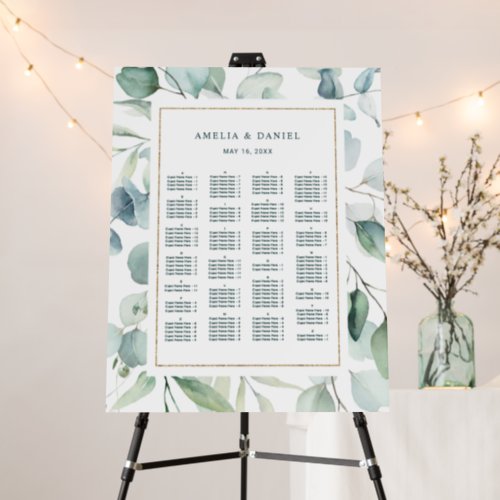ALPHABETICAL Order Greenery Wedding Seating Chart Foam Board