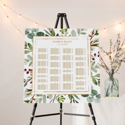 ALPHABETICAL ORDER Holiday Wedding Seating Chart Foam Board