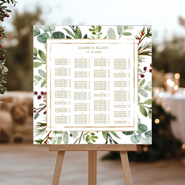 ALPHABETICAL ORDER Holiday Wedding Seating Chart Foam Board (Creator Uploaded)
