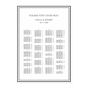 Alphabetical Order Modern Wedding Seating Chart