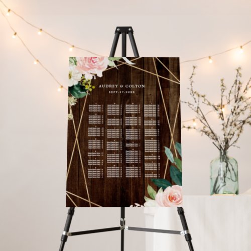 ALPHABETICAL Order Rustic Floral Seating Chart Foam Board