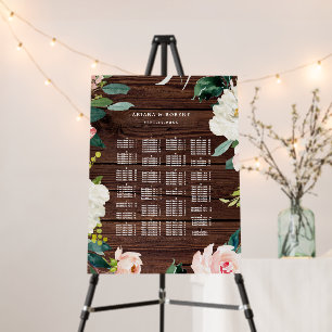 ALPHABETICAL Order Rustic Wood Seating Chart Foam Board