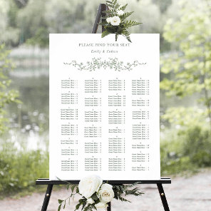 Alphabetical Order Sage Green Wedding Seating  Poster