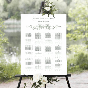 Alphabetical Order Sage Green Wedding Seating Poster
