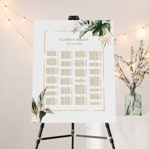 ALPHABETICAL ORDER Tropical Wedding Seating Chart Foam Board