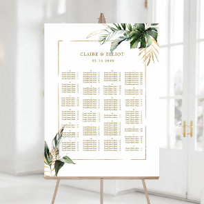 ALPHABETICAL ORDER Tropical Wedding Seating Chart Foam Board
