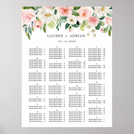 Wedding Seating Chart In Alphabetical Order