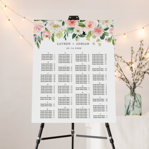 ALPHABETICAL ORDER Wedding Seating Chart Foam Board