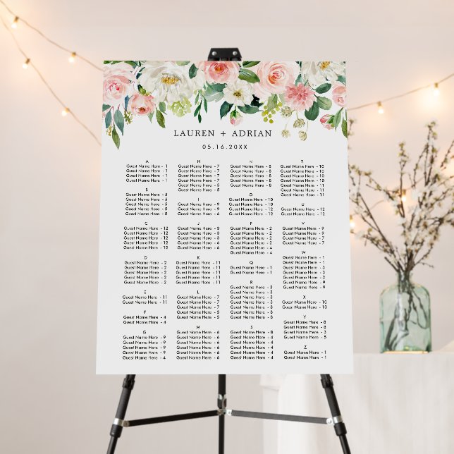ALPHABETICAL ORDER Wedding Seating Chart Foam Board (In Situ (Stand))
