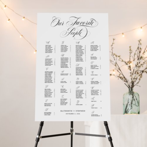 Alphabetical Our Favorite People Elegant Wedding Foam Board