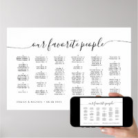 HARLOW Our Favorite People Seating Chart 24x36 Foam Board, Zazzle