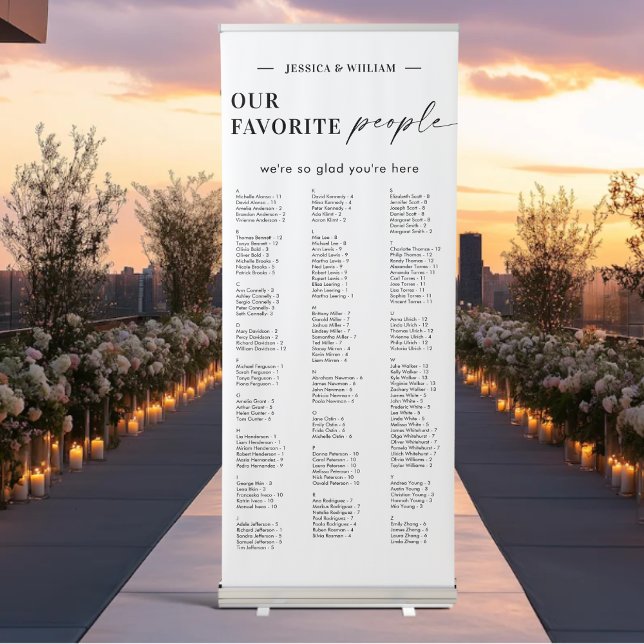 Alphabetical Our Favorite People Seating Chart  Retractable Banner (Creator Uploaded)