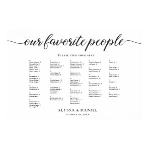 Alphabetical Our Favorite People Wedding Poster
