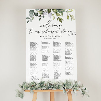 Alphabetical Rehearsal Dinner Greenery Seating Foam Board by PeachBloome at Zazzle