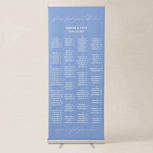 Alphabetical Seating Chart 128 Names Periwinkle Retractable Banner
