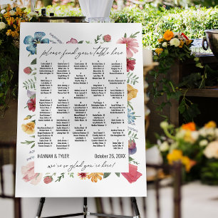 Alphabetical Seating Chart 128 Names Wildflowers Foam Board
