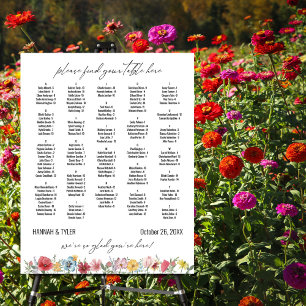 Alphabetical Seating Chart 128 Names Wildflowers Foam Board