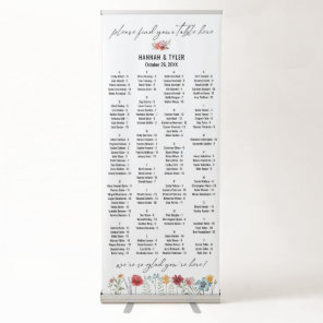 Alphabetical Seating Chart 128 Names Wildflowers Retractable Banner