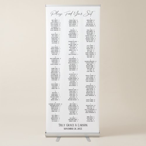 Alphabetical Seating Chart 170 Names Simple Retractable Banner