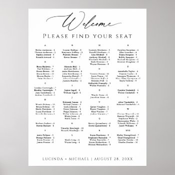 Alphabetical Seating Chart For 100 Guests by Oasis_Landing at Zazzle