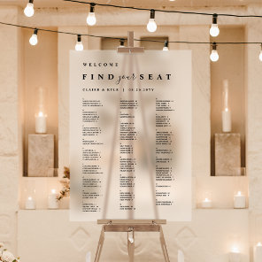 Alphabetical Seating Chart Frosted Acrylic Sign