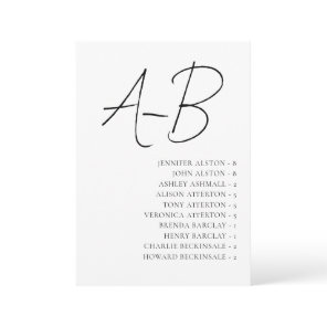Alphabetical Seating Chart,Minimalist Wedding Card