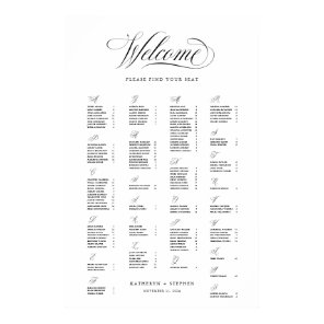 Alphabetical Seating Chart Sign Elegant Wedding