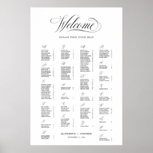 Alphabetical Seating Chart Sign Elegant Wedding