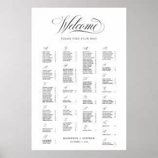 Alphabetical Seating Chart Sign Elegant Wedding