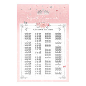Alphabetical Silver Light Pink Rose Seating Charts