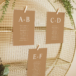 Alphabetical Terracotta Wedding Seating Chart Card