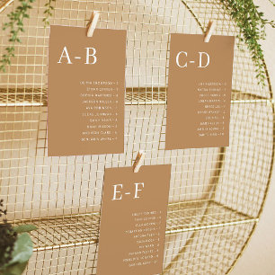 Alphabetical Terracotta Wedding Seating Chart Card